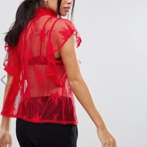 Y.A.S high neck lace blouse